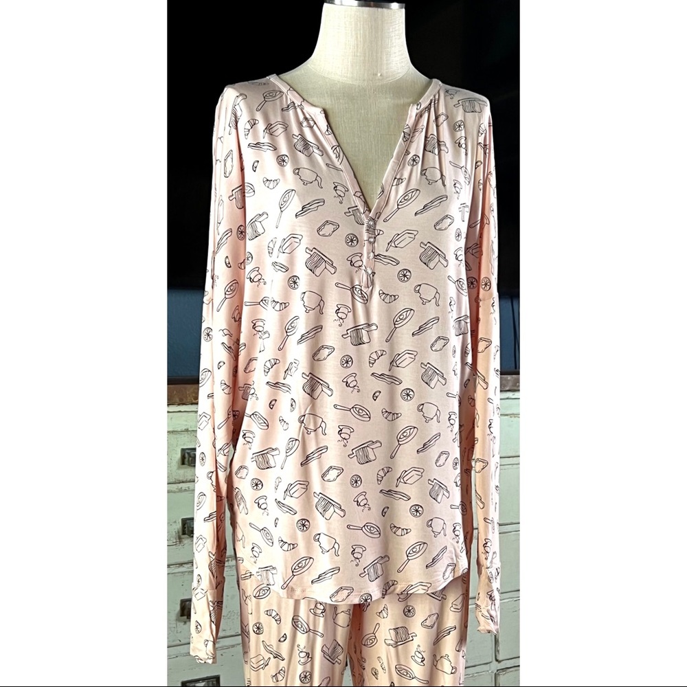 AQS Cooking Breakfast Light Pink Pajama Set PJS XXL - Picture 9 of 11